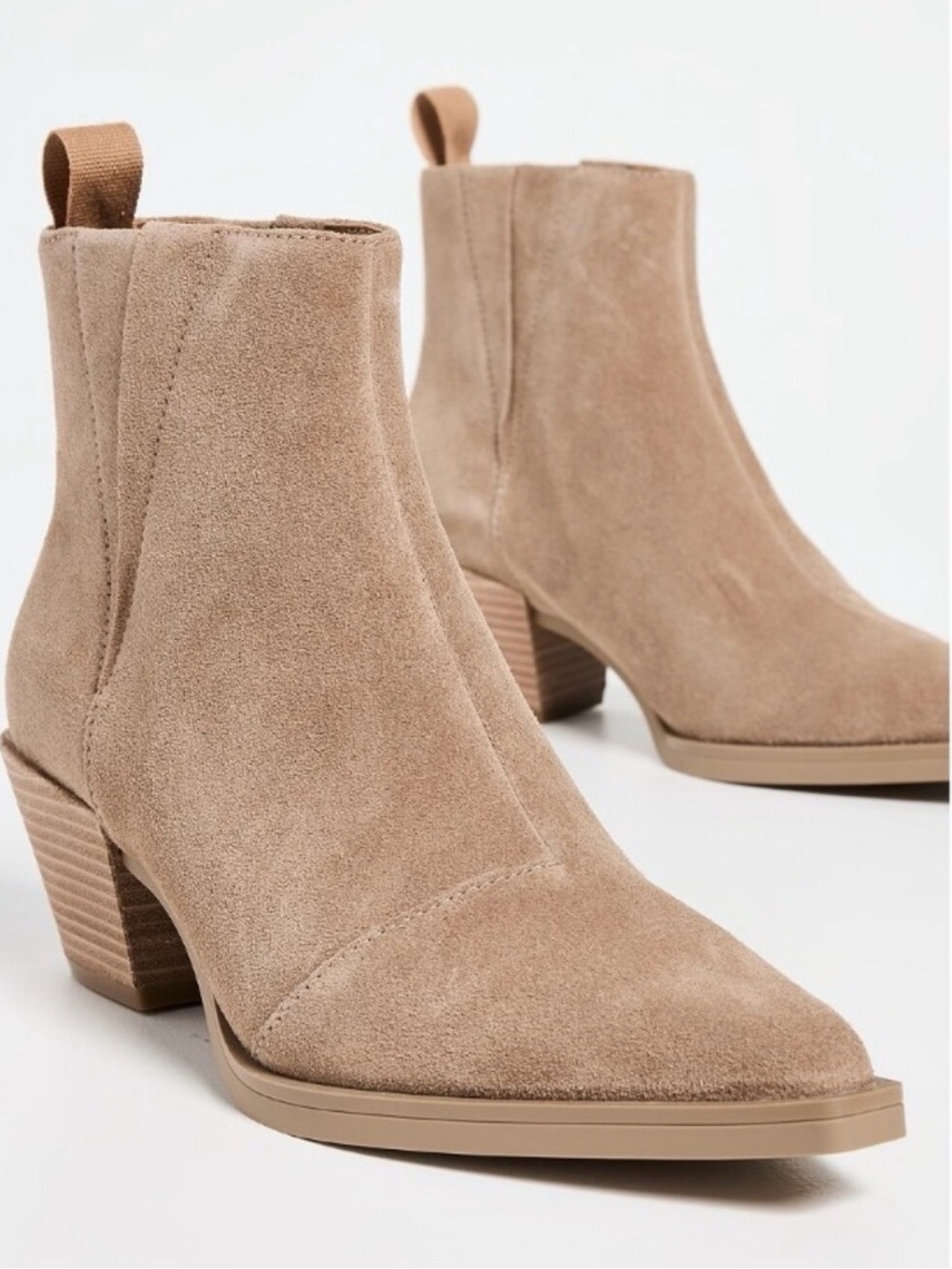 rag & bone tan Dart Suede Ankle Boots with Stacked Heel